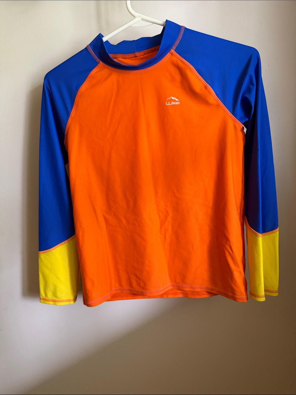 L.L.Bean Kids Rash Guard Swim Shirt Size 14–16 Colorblock UPF Long Sleeve